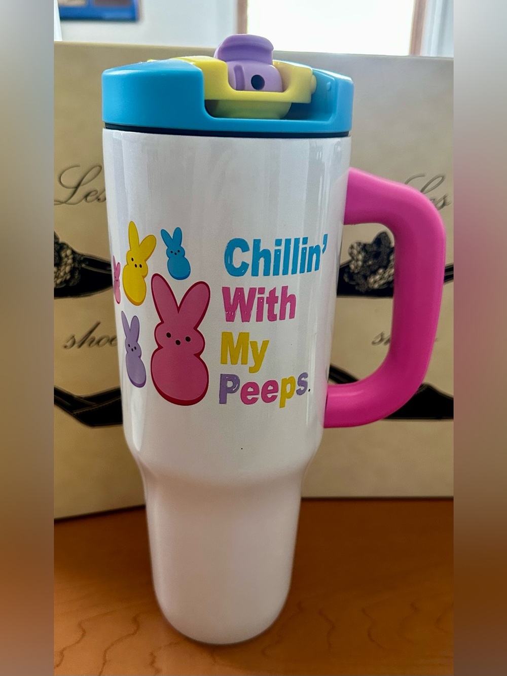 Chillin' With My Peeps Pink Handle 40 oz Travel Tumbler